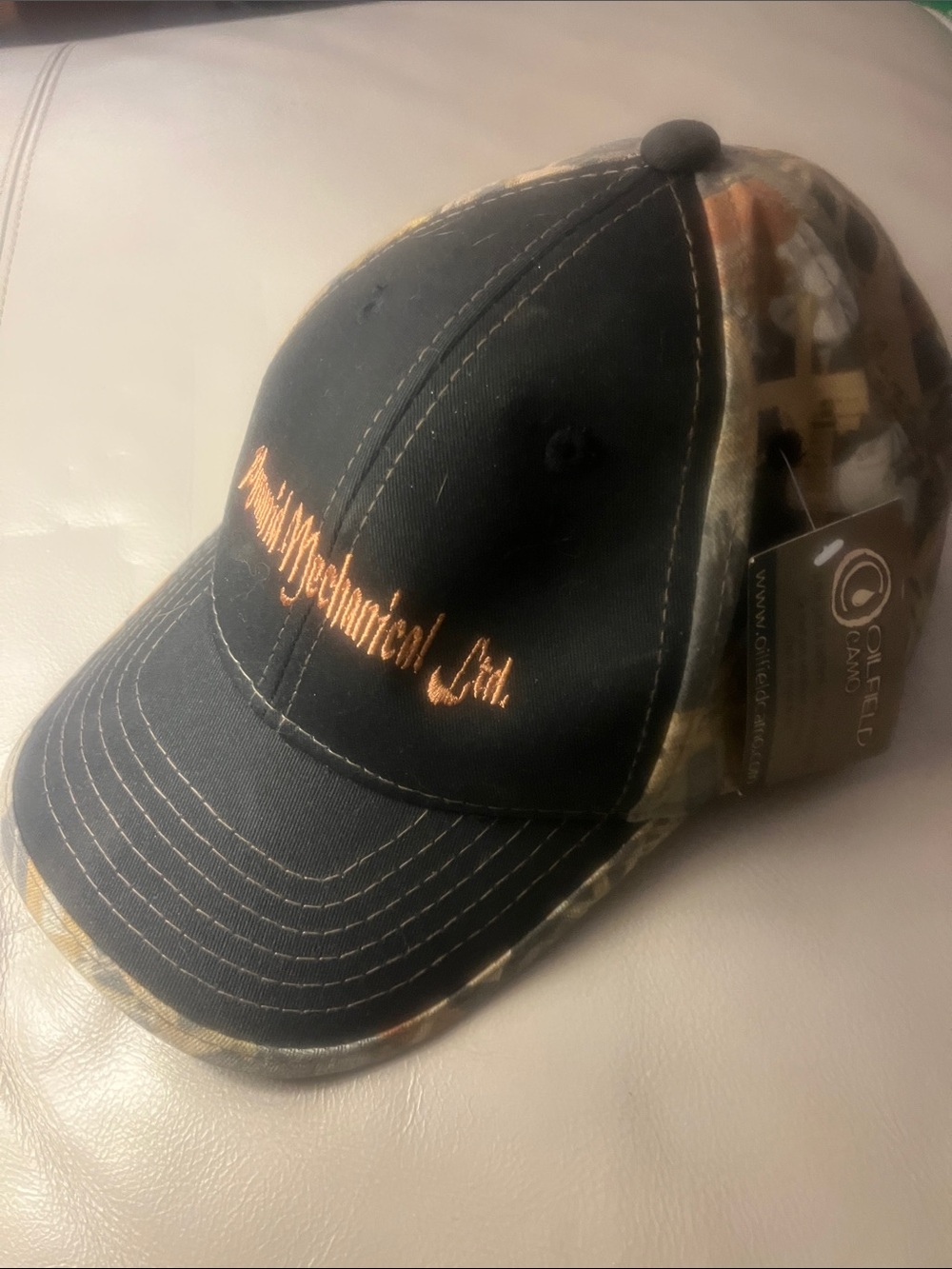 Camo Panel Black Baseball Cap with Embroidered Logo